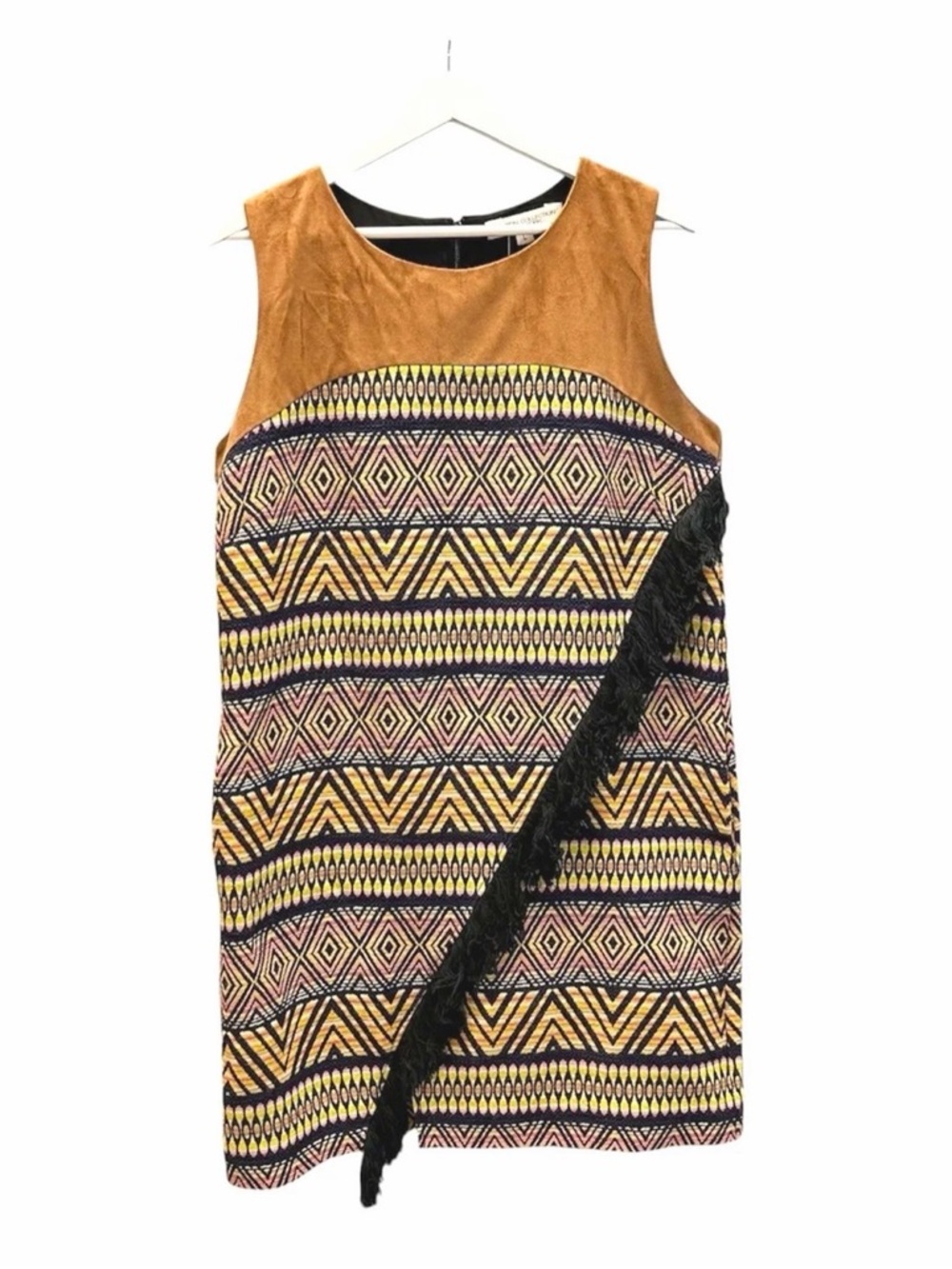 #Allisonnewyork  #BohoChic #TribalPrint #ShiftDress #FringeDetail #dress